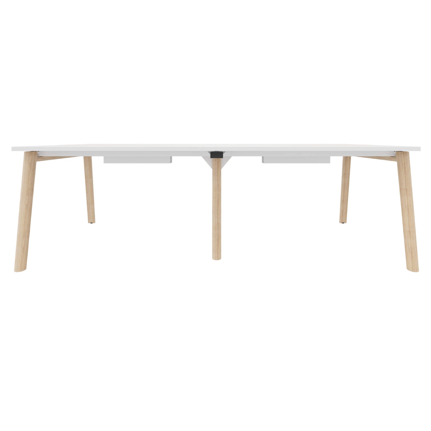 NOVA WOOD Conference table | Electrified, solid wood frame, 2400 x 1200 mm, white