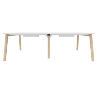 NOVA WOOD Conference table | Electrified, solid wood frame, 2400 x 1200 mm, white