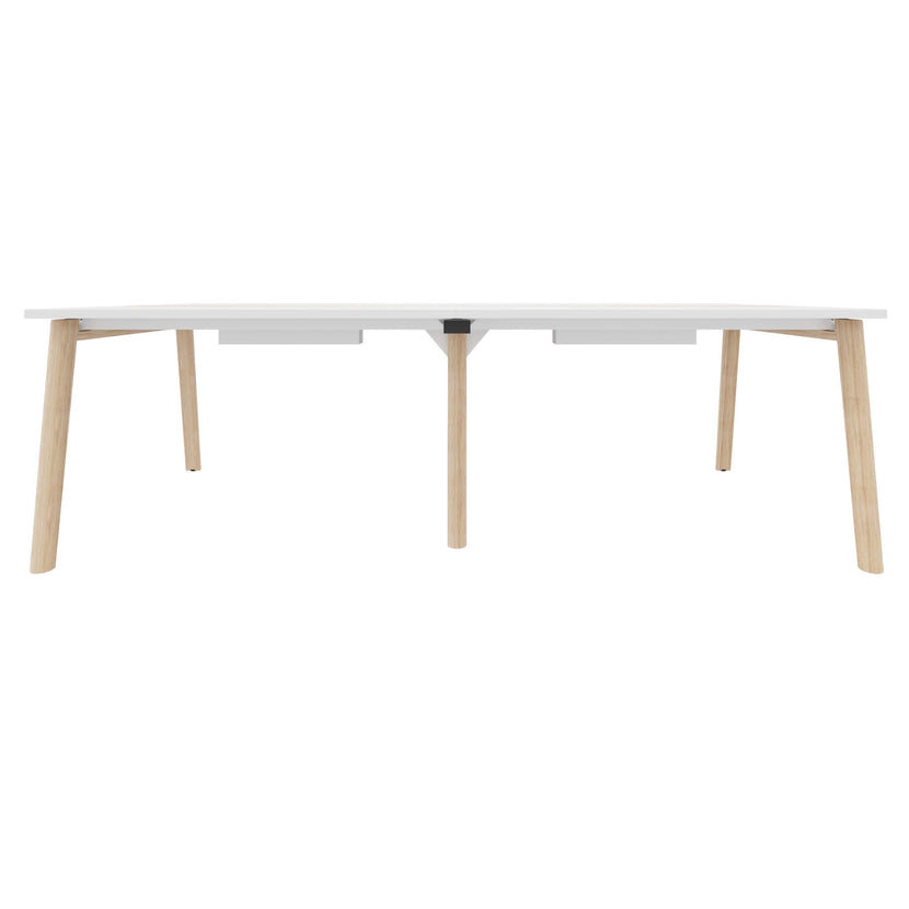 NOVA WOOD Tabella della conferenza | Fiame in legno elettrificato, in legno massiccio, 2400 x 1200 mm, bianco