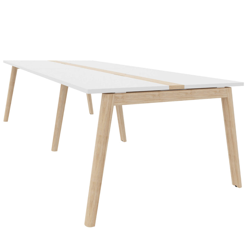 NOVA WOOD Tabella della conferenza | Fiame in legno elettrificato, in legno massiccio, 2400 x 1200 mm, bianco