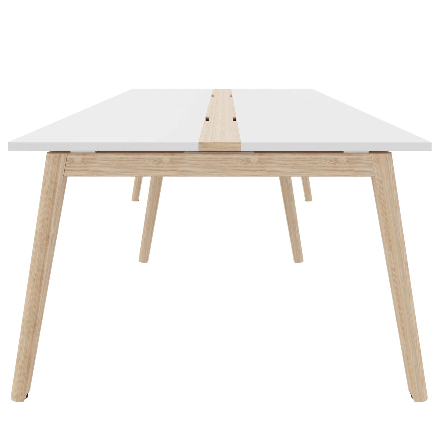 NOVA WOOD Conference table | Electrified, solid wood frame, 2400 x 1200 mm, white