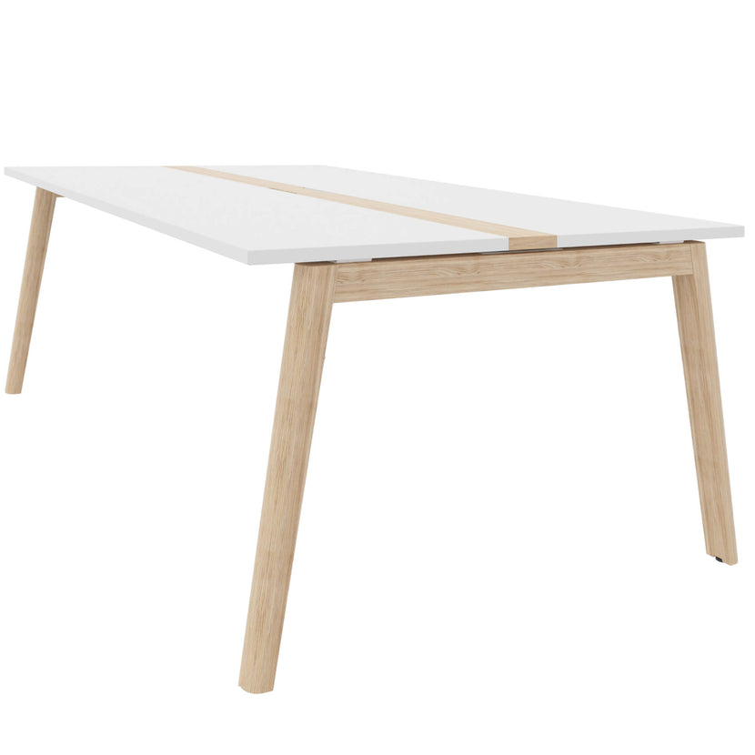 NOVA WOOD Konferenztisch | Elektrifiziert, Massivholz-Gestell, 1800 x 1200 mm, Weiß