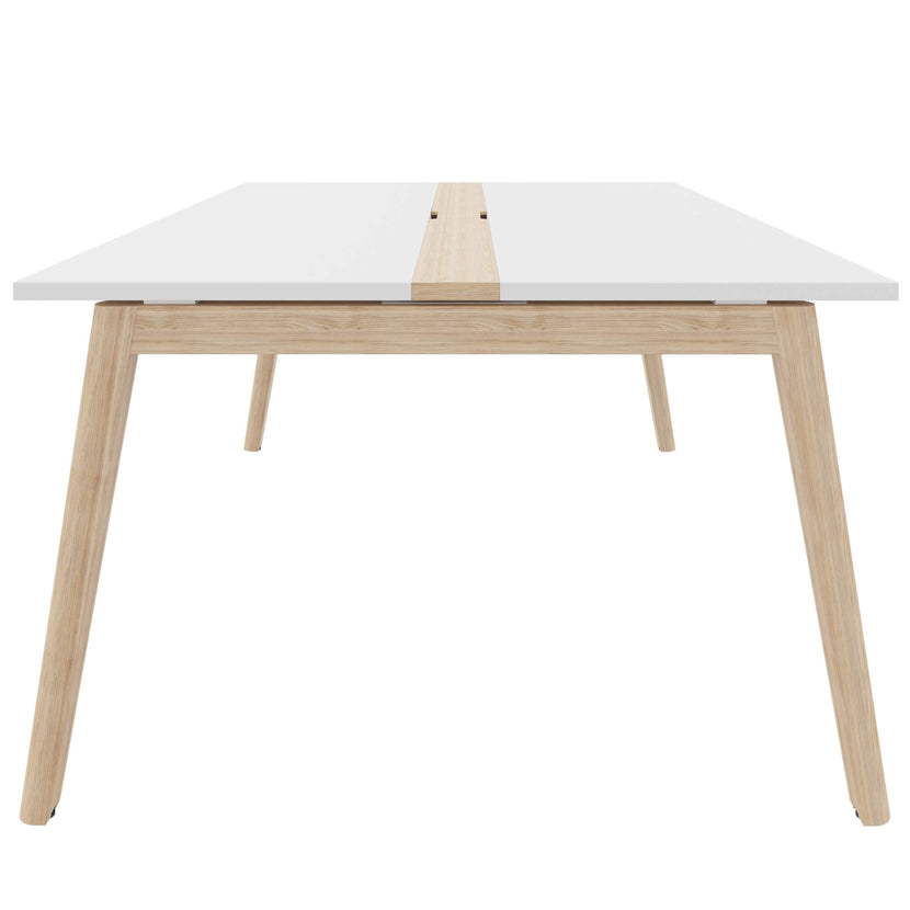 NOVA WOOD Konferenztisch | Elektrifiziert, Massivholz-Gestell, 1800 x 1200 mm, Weiß