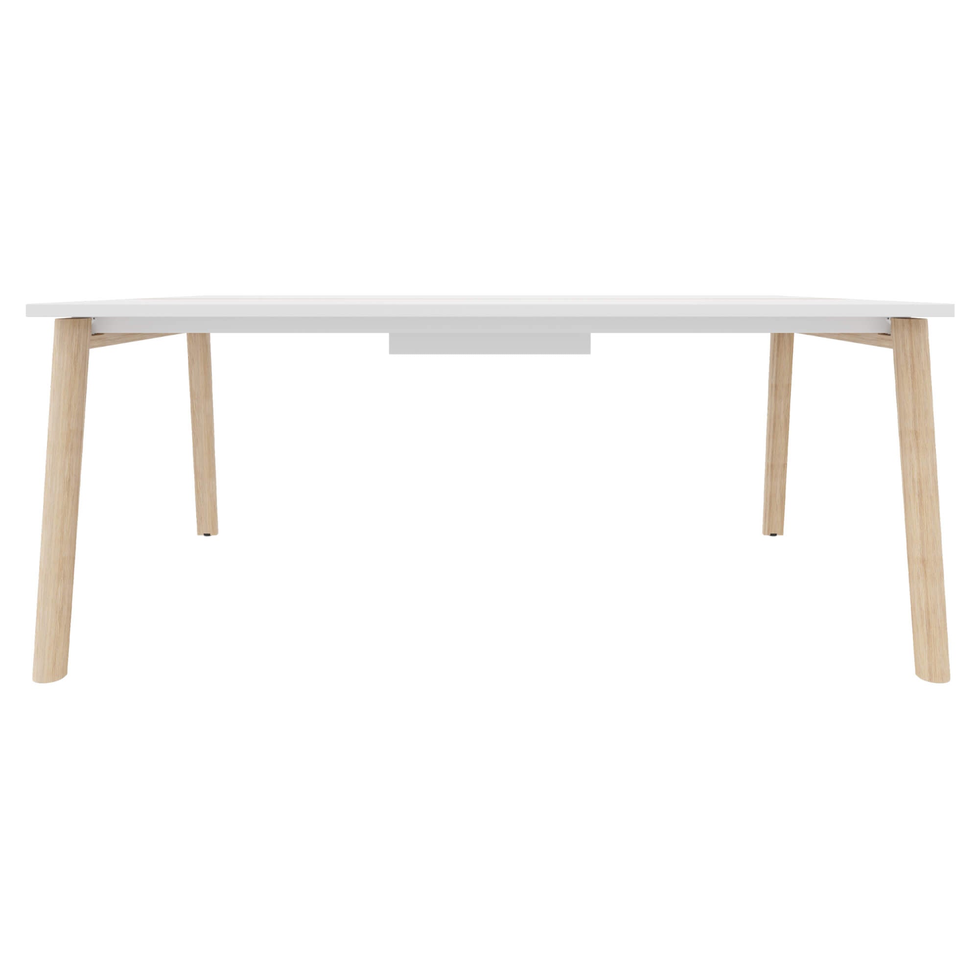 NOVA WOOD Konferenztisch | Elektrifiziert, Massivholz-Gestell, 1800 x 1200 mm, Weiß