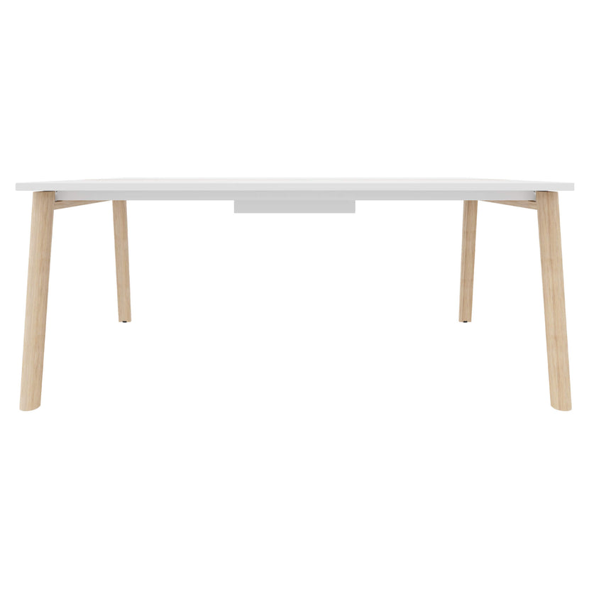 NOVA WOOD Konferenztisch | Elektrifiziert, Massivholz-Gestell, 1800 x 1200 mm, Weiß