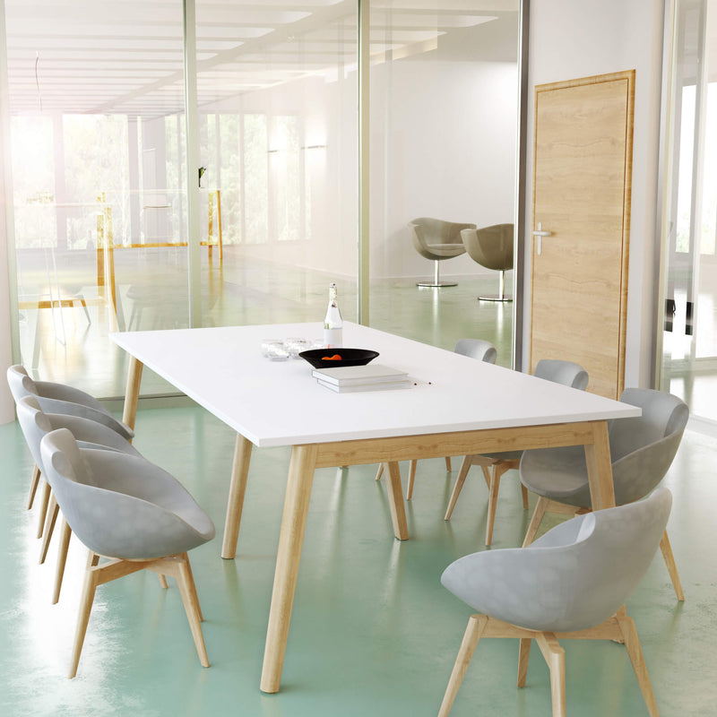 NOVA WOOD Konferenztisch | Massivholz-Gestell, 2400 x 1200 mm, Weiß - 1 Main Image