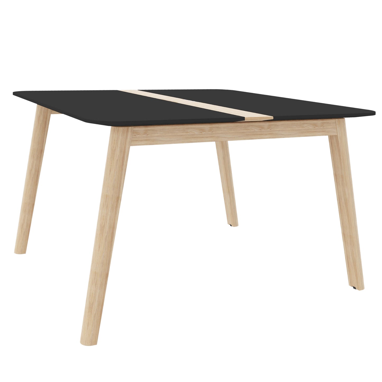 Table de conférence NOVA WOOD | Cadre en bois massif électrifié, 1200 x 1200 mm, HPL FENIX Noir