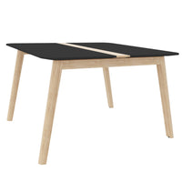 Table de conférence NOVA WOOD | Cadre en bois massif électrifié, 1200 x 1200 mm, HPL FENIX Noir