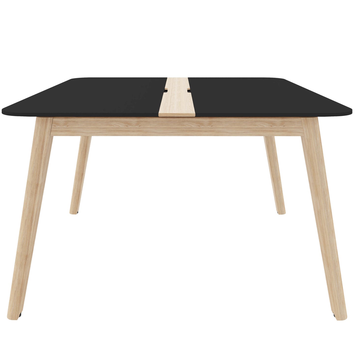 Table de conférence NOVA WOOD | Cadre en bois massif électrifié, 1200 x 1200 mm, HPL FENIX Noir