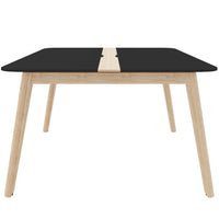 Table de conférence NOVA WOOD | Cadre en bois massif électrifié, 1200 x 1200 mm, HPL FENIX Noir