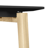 Table de conférence NOVA WOOD | Cadre en bois massif électrifié, 1200 x 1200 mm, HPL FENIX Noir