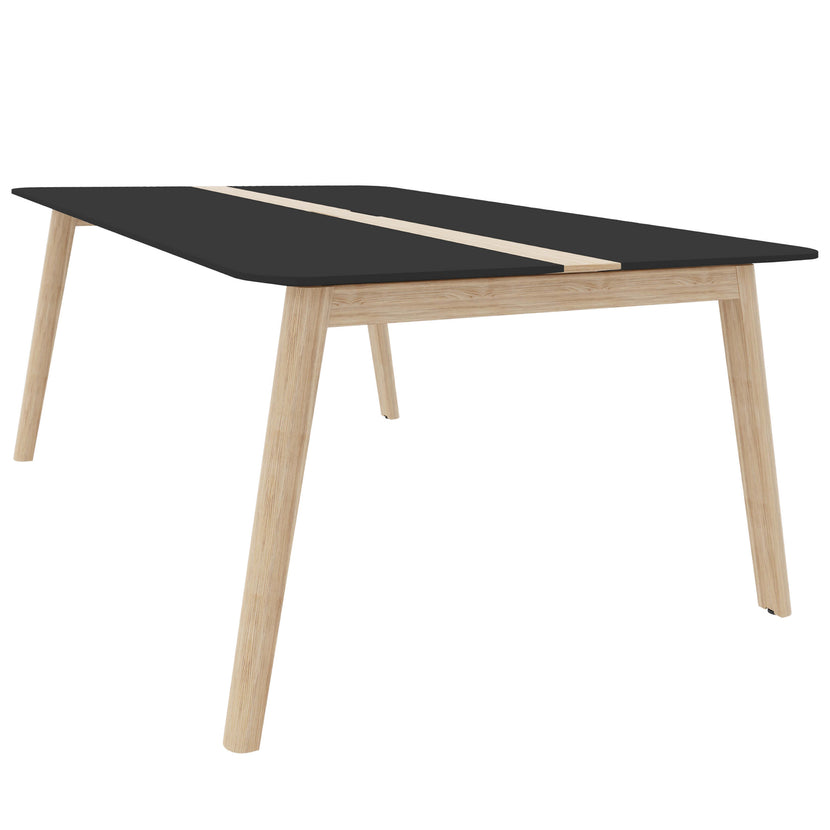 NOVA WOOD Tabella della conferenza | Fiame in legno elettrificato, 1800 x 1200 mm, HPL Fenix ​​nero