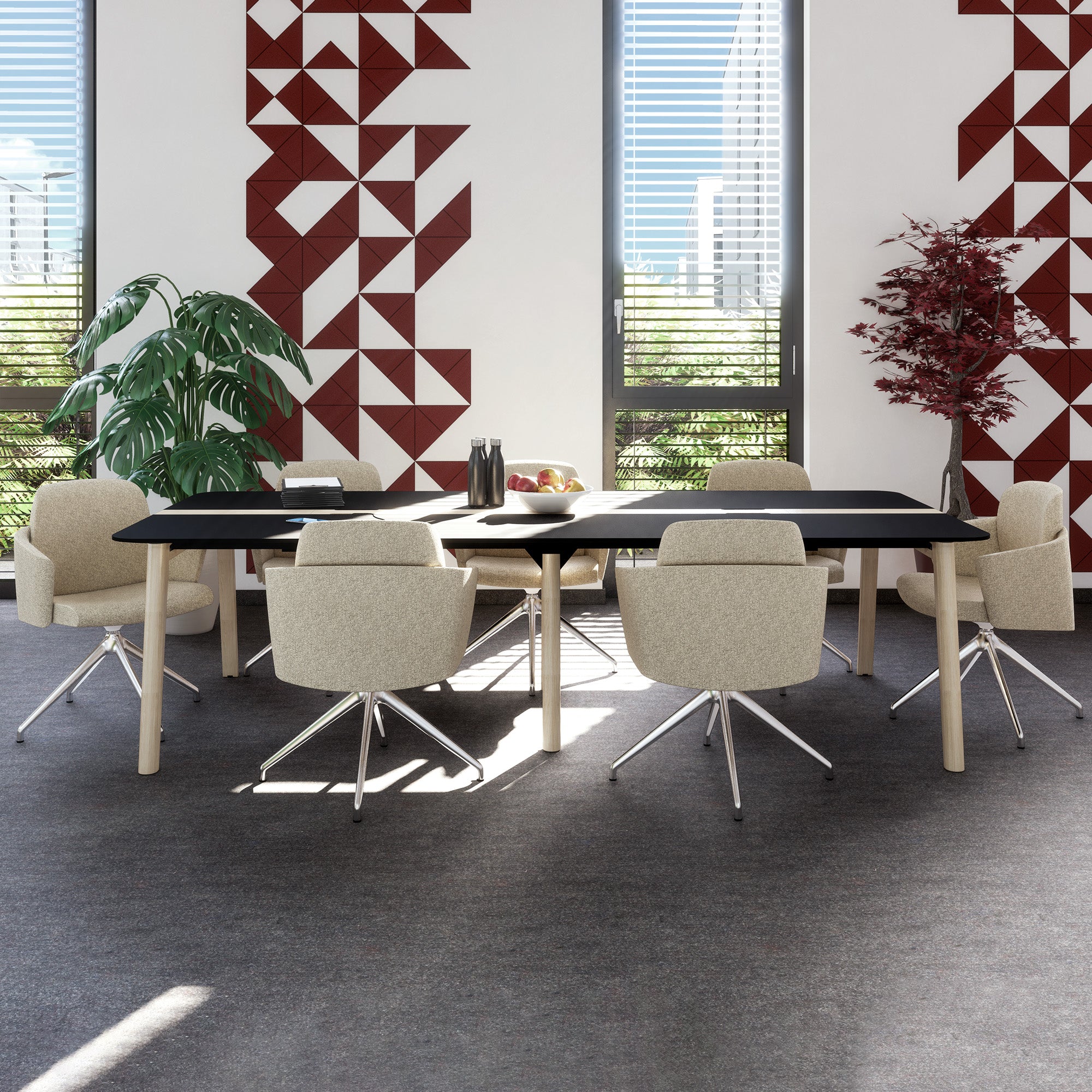 NOVA WOOD Tableau de conférence | Cadre en bois massif électrifié, 2400 x 1200 mm, HPL Fenix ​​Black