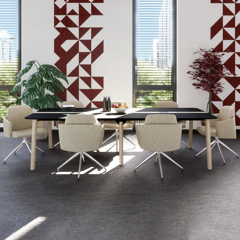 NOVA WOOD Tableau de conférence | Cadre en bois massif électrifié, 2400 x 1200 mm, HPL Fenix ​​Black