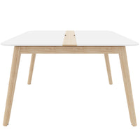 Table de la conférence Nova Wood | Cadre en bois massif électrifié, 1200 x 1200 mm, HPL blanc