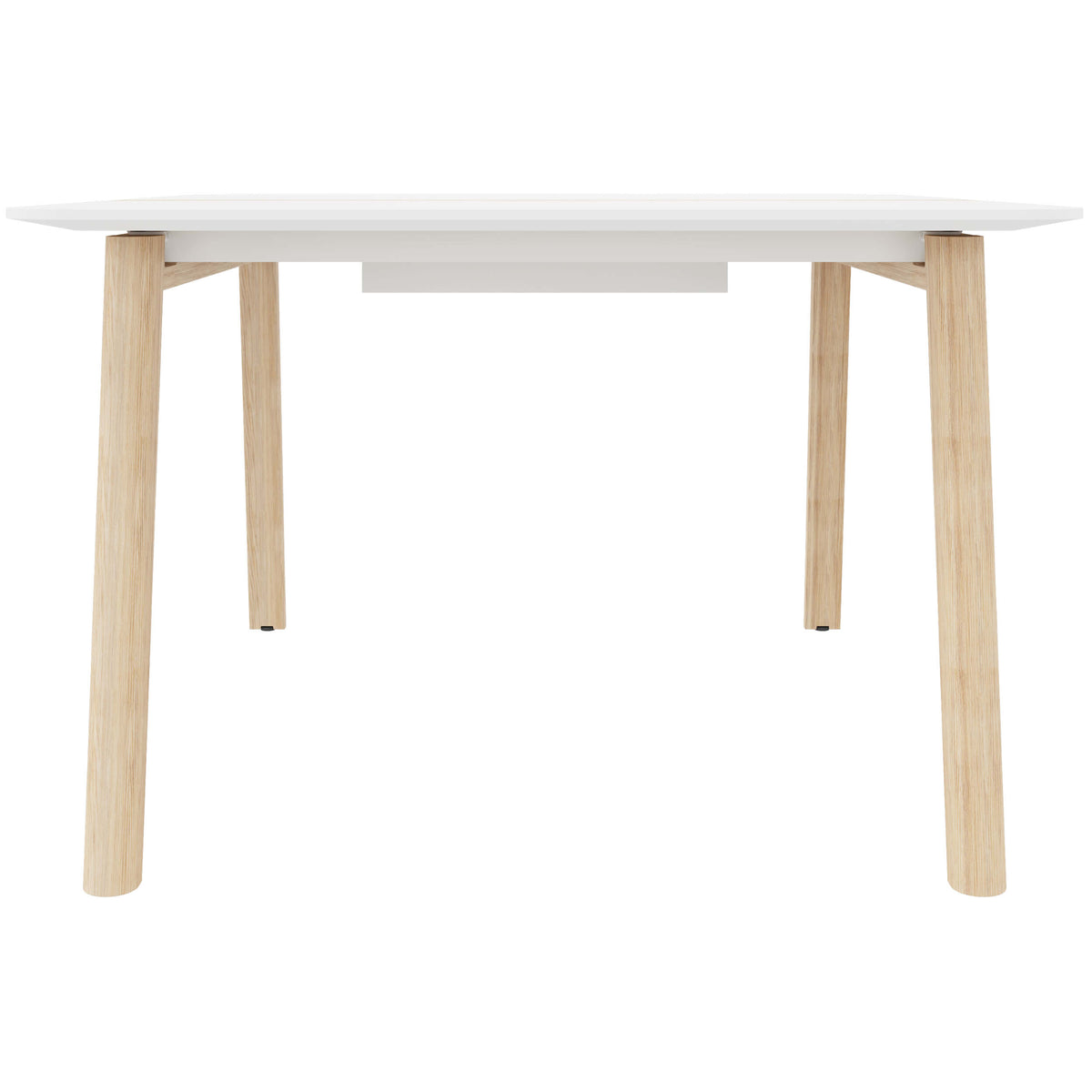 NOVA WOOD Konferenztisch | Elektrifiziert, Massivholz-Gestell, 1200 x 1200 mm, HPL Weiß - 4 Lightbox Main Image