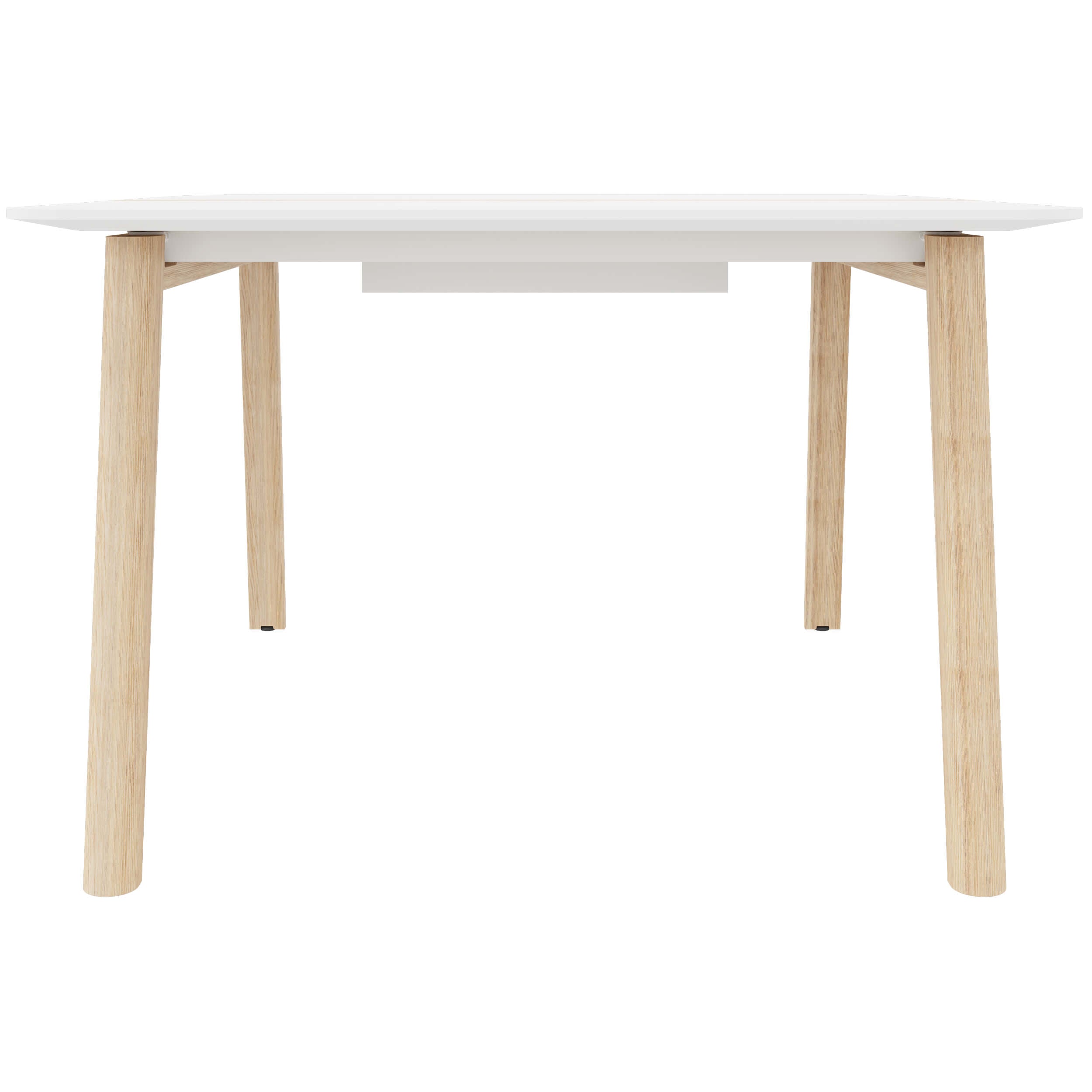 NOVA WOOD Conference table | Electrified, solid wood frame, 1200 x 1200 mm, HPL white