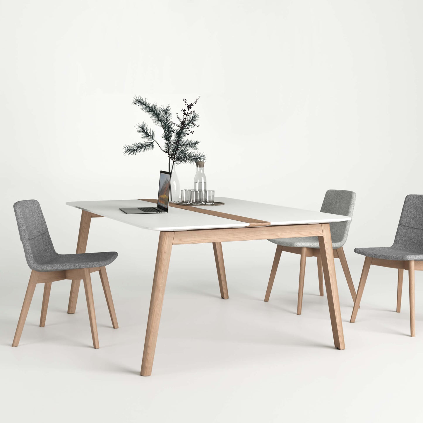 NOVA WOOD Tableau de conférence | Cadre en bois massif électrifié, 1200 x 1200 mm, HPL blanc