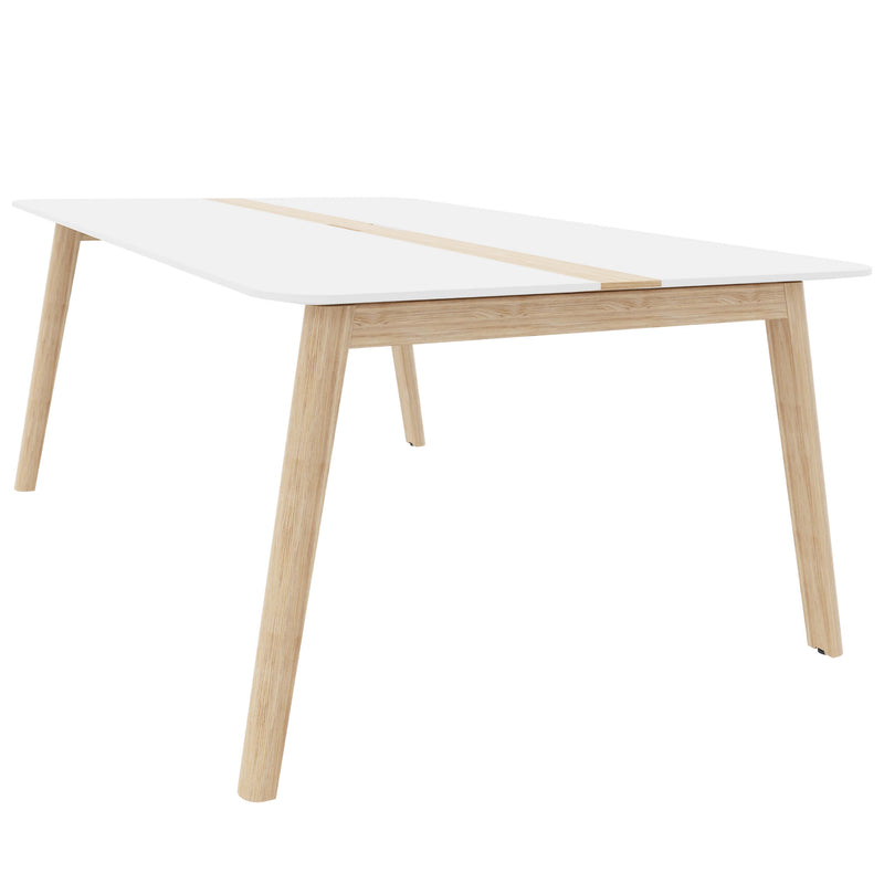 NOVA WOOD Konferenztisch | Elektrifiziert, Massivholz-Gestell, 1800 x 1200 mm, HPL Weiß - 1 Main Image