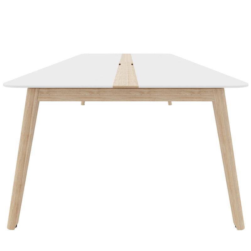 NOVA WOOD Konferenztisch | Elektrifiziert, Massivholz-Gestell, 1800 x 1200 mm, HPL Weiß - 3 Main Image
