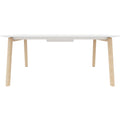 NOVA WOOD Konferenztisch | Elektrifiziert, Massivholz-Gestell, 1800 x 1200 mm, HPL Weiß - 2 Thumbnail Image
