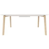 Table de la conférence Nova Wood | Cadre en bois massif électrifié, 1800 x 1200 mm, HPL blanc