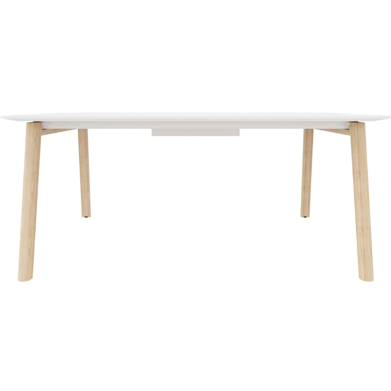 NOVA WOOD Konferenztisch | Elektrifiziert, Massivholz-Gestell, 1800 x 1200 mm, HPL Weiß - 2 Main Image