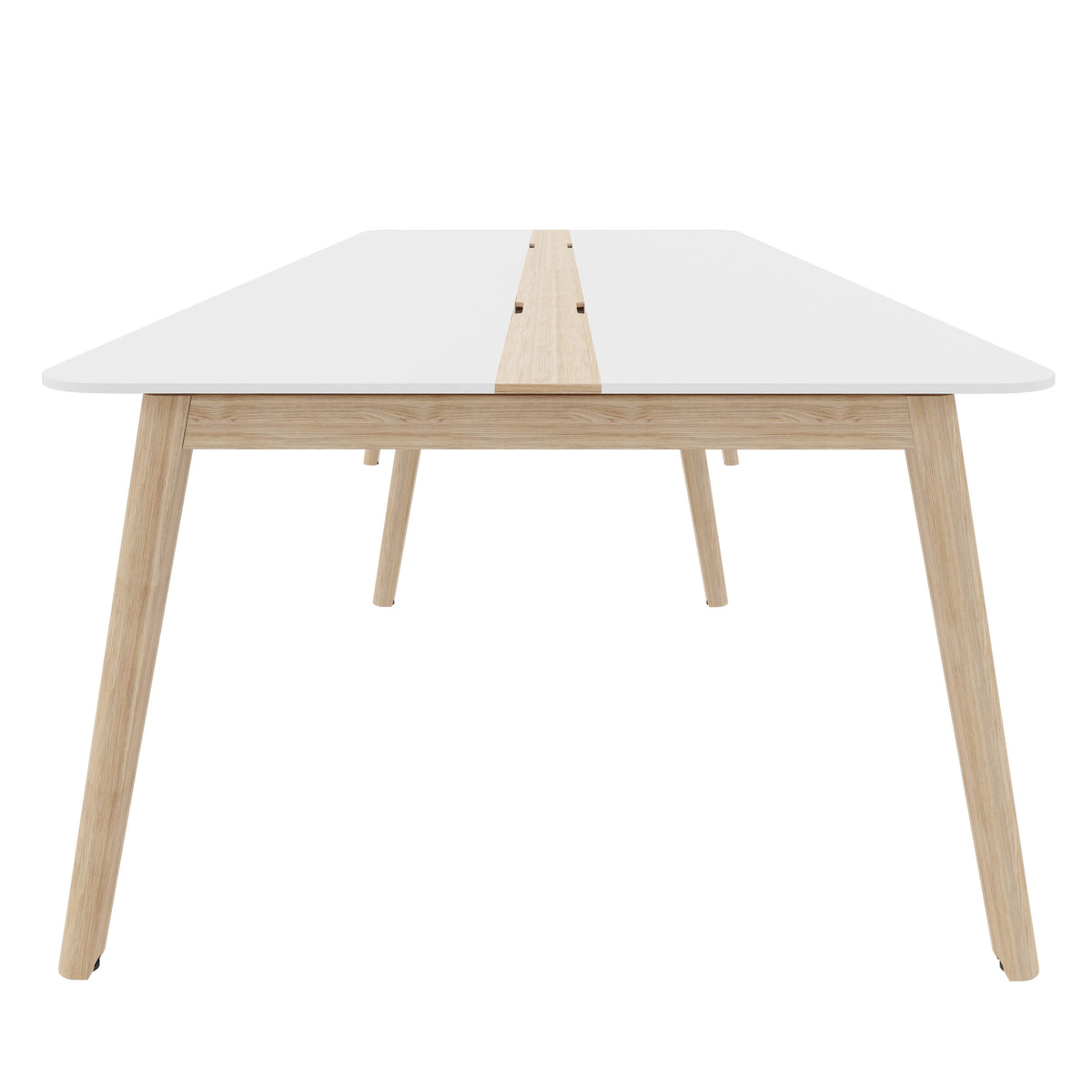 NOVA WOOD Conference table | Electrified, solid wood frame, 2800 x 1200 mm, HPL white - 2 Lightbox Main Image