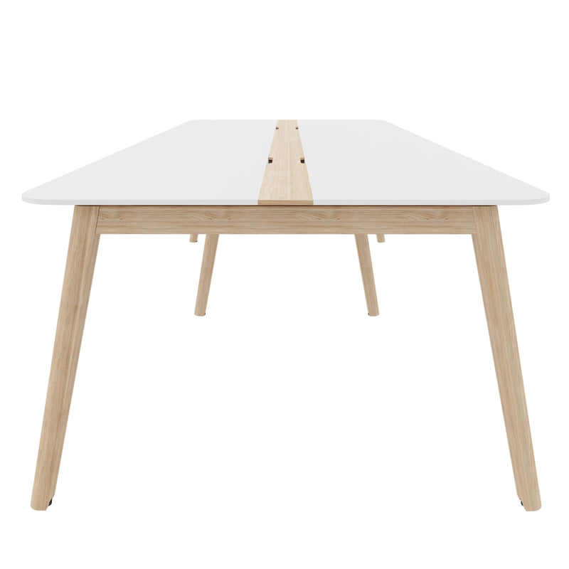 NOVA WOOD Conference table | Electrified, solid wood frame, 2800 x 1200 mm, HPL white - 2 Main Image