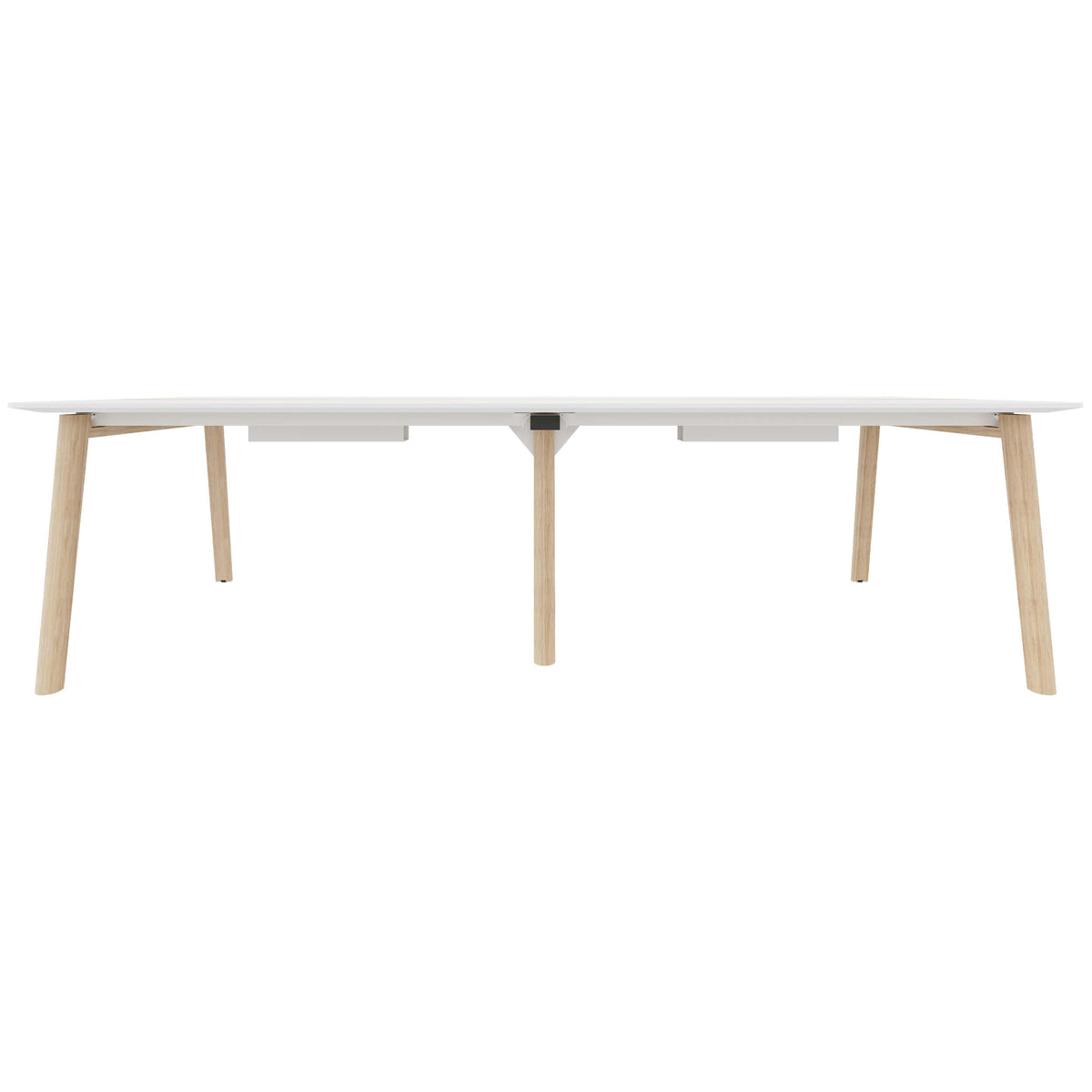 NOVA WOOD Conference table | Electrified, solid wood frame, 2800 x 1200 mm, HPL white - 7 Lightbox Main Image