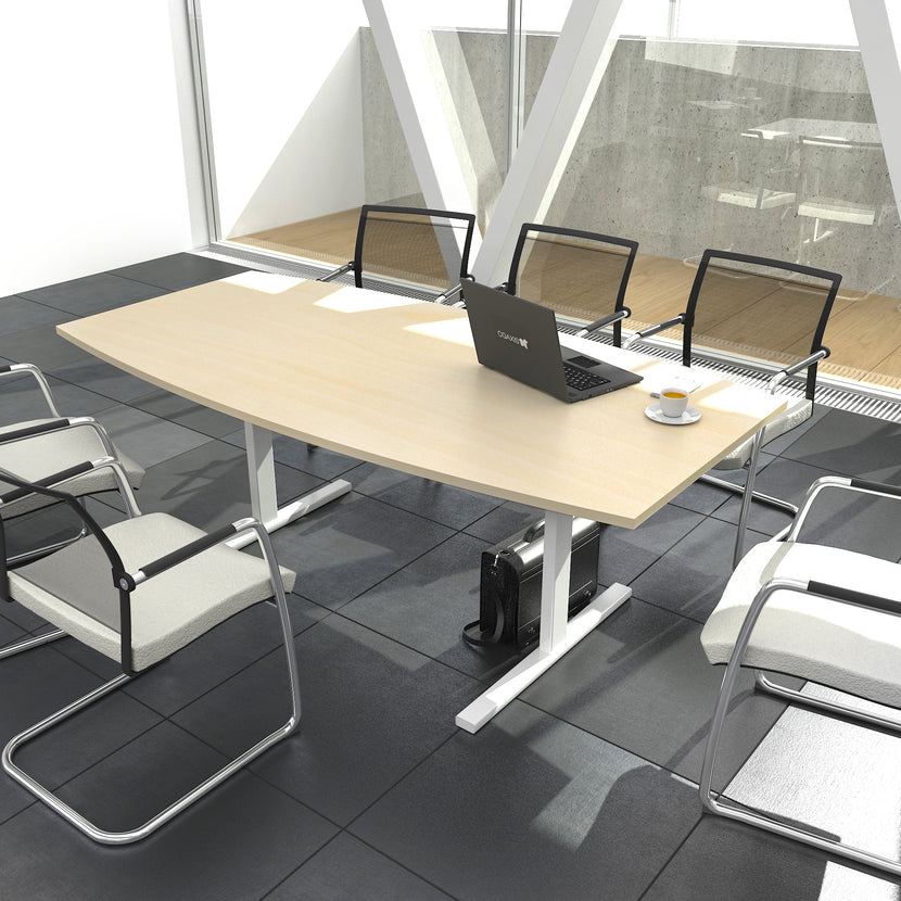 T-EASY Konferenztisch | Bootsform, 1800 - 2000 mm (6 - 10 Personen), Ahorn