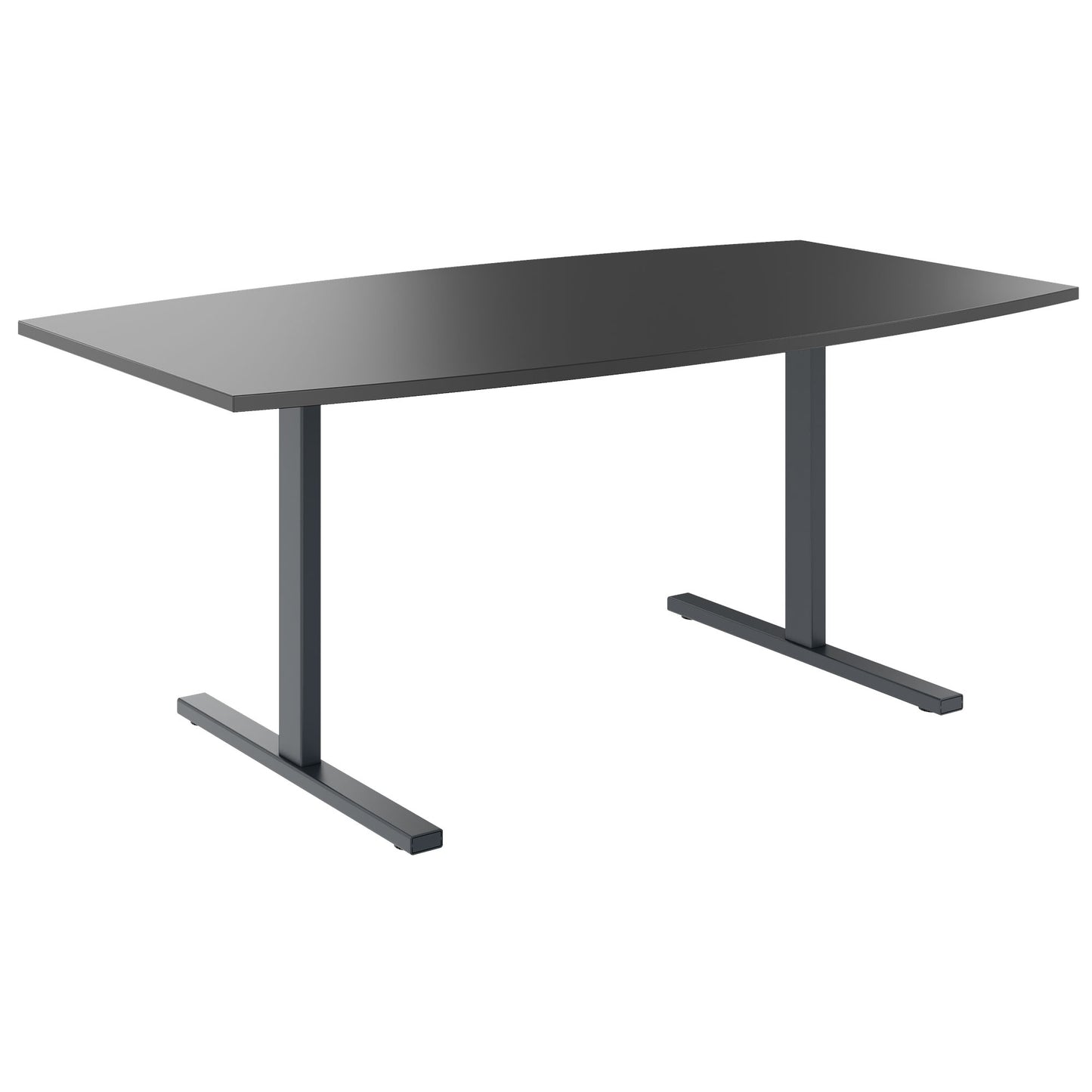 T-EASY conference table | boat shape, 1800 - 2400 mm (6 - 10 people), cable flap optional, anthracite