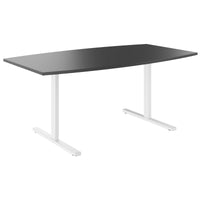 T-EASY conference table | boat shape, 1800 - 2400 mm (6 - 10 people), cable flap optional, anthracite