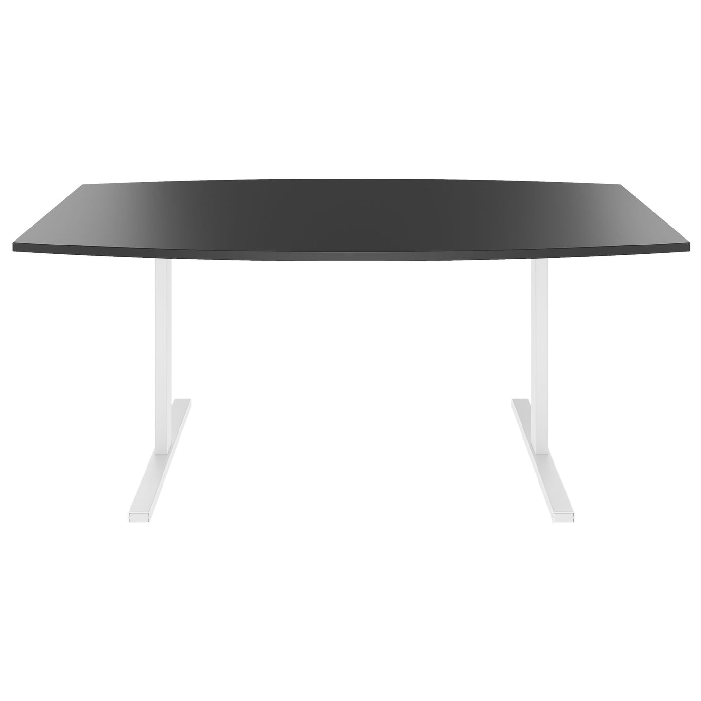 T-EASY conference table | boat shape, 1800 - 2400 mm (6 - 10 people), cable flap optional, anthracite