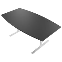 T-EASY conference table | boat shape, 1800 - 2400 mm (6 - 10 people), cable flap optional, anthracite