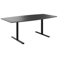 T-EASY conference table | boat shape, 1800 - 2400 mm (6 - 10 people), cable flap optional, anthracite