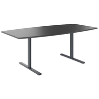 T-EASY conference table | boat shape, 1800 - 2400 mm (6 - 10 people), cable flap optional, anthracite