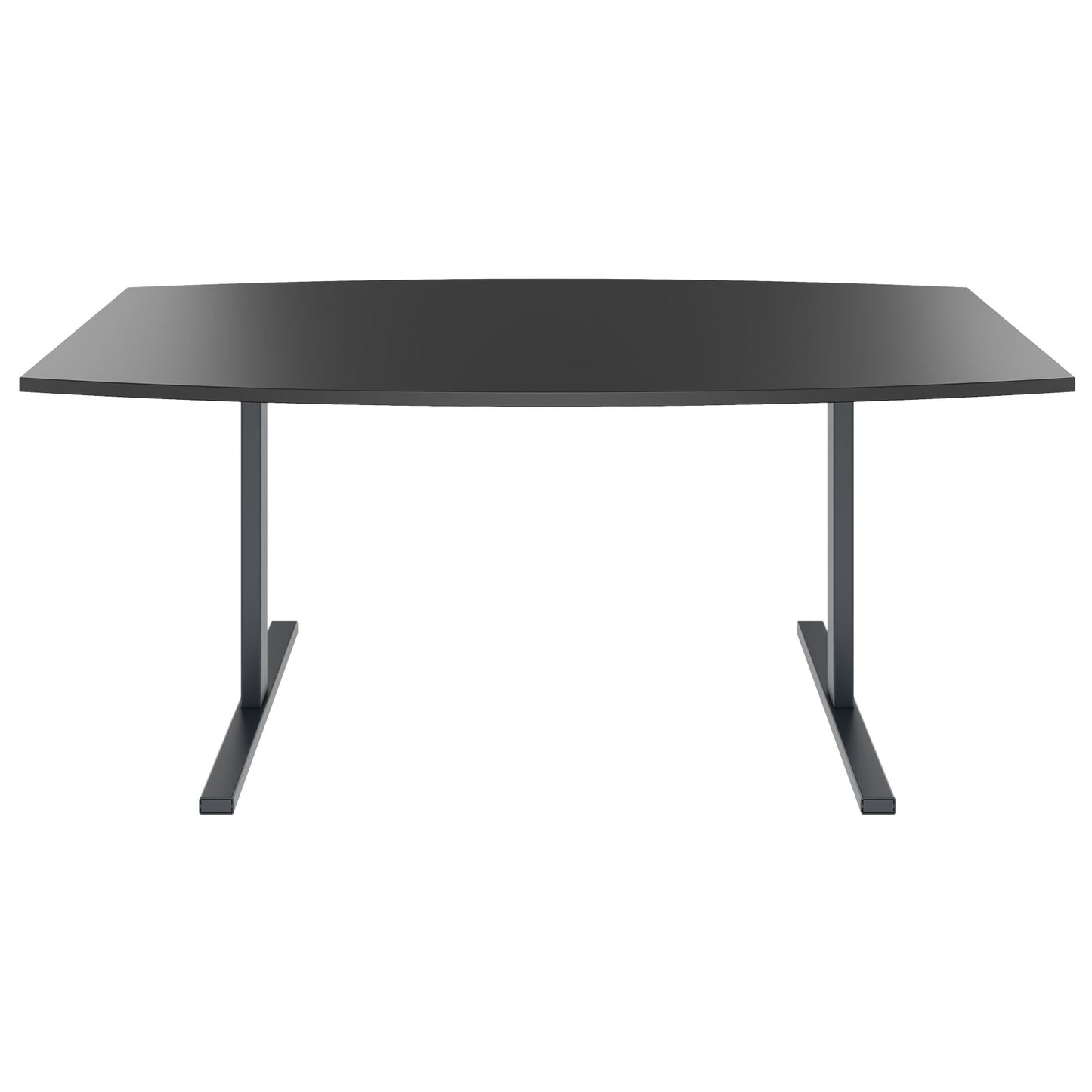 T-EASY conference table | boat shape, 1800 - 2400 mm (6 - 10 people), cable flap optional, anthracite