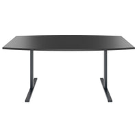 T-EASY conference table | boat shape, 1800 - 2400 mm (6 - 10 people), cable flap optional, anthracite