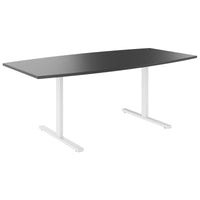 T-EASY conference table | boat shape, 1800 - 2400 mm (6 - 10 people), cable flap optional, anthracite