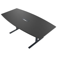 T-EASY conference table | boat shape, 1800 - 2400 mm (6 - 10 people), cable flap optional, anthracite