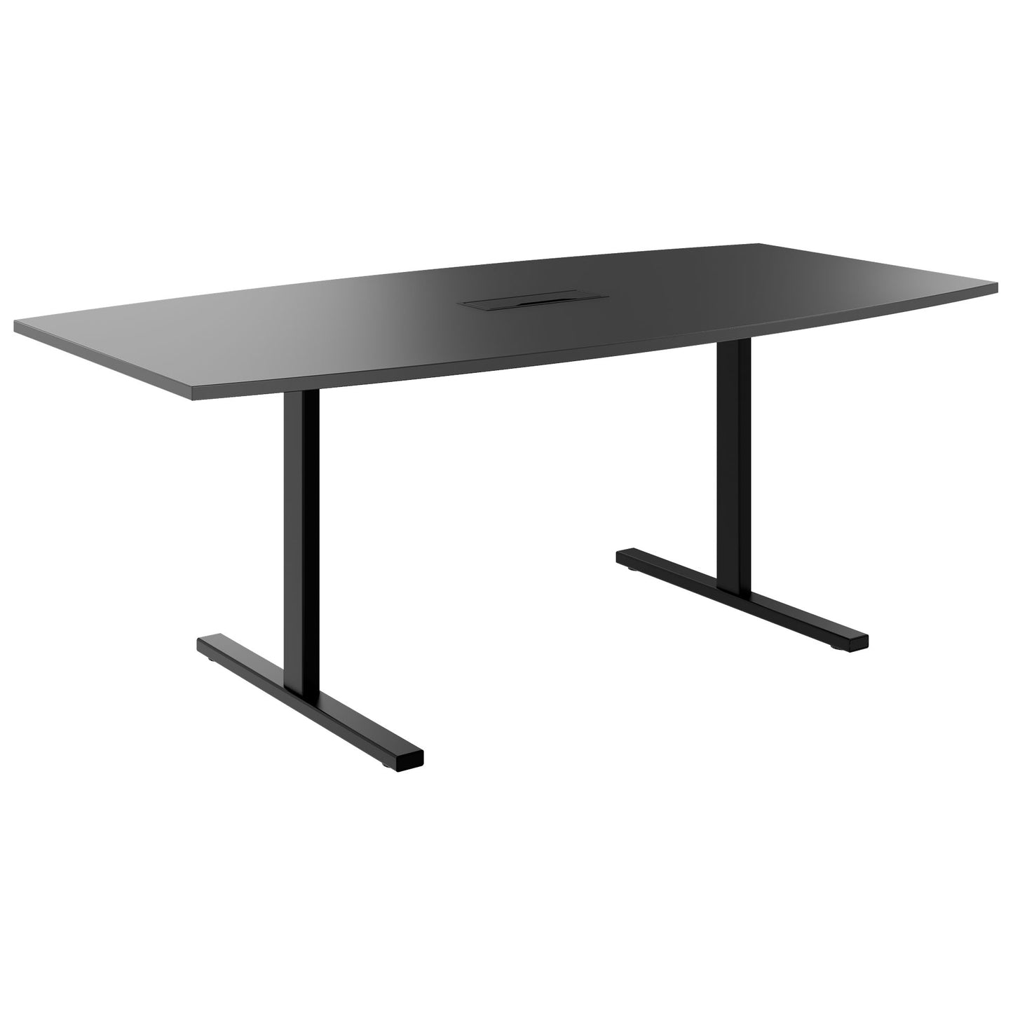 T-EASY conference table | boat shape, 1800 - 2400 mm (6 - 10 people), cable flap optional, anthracite