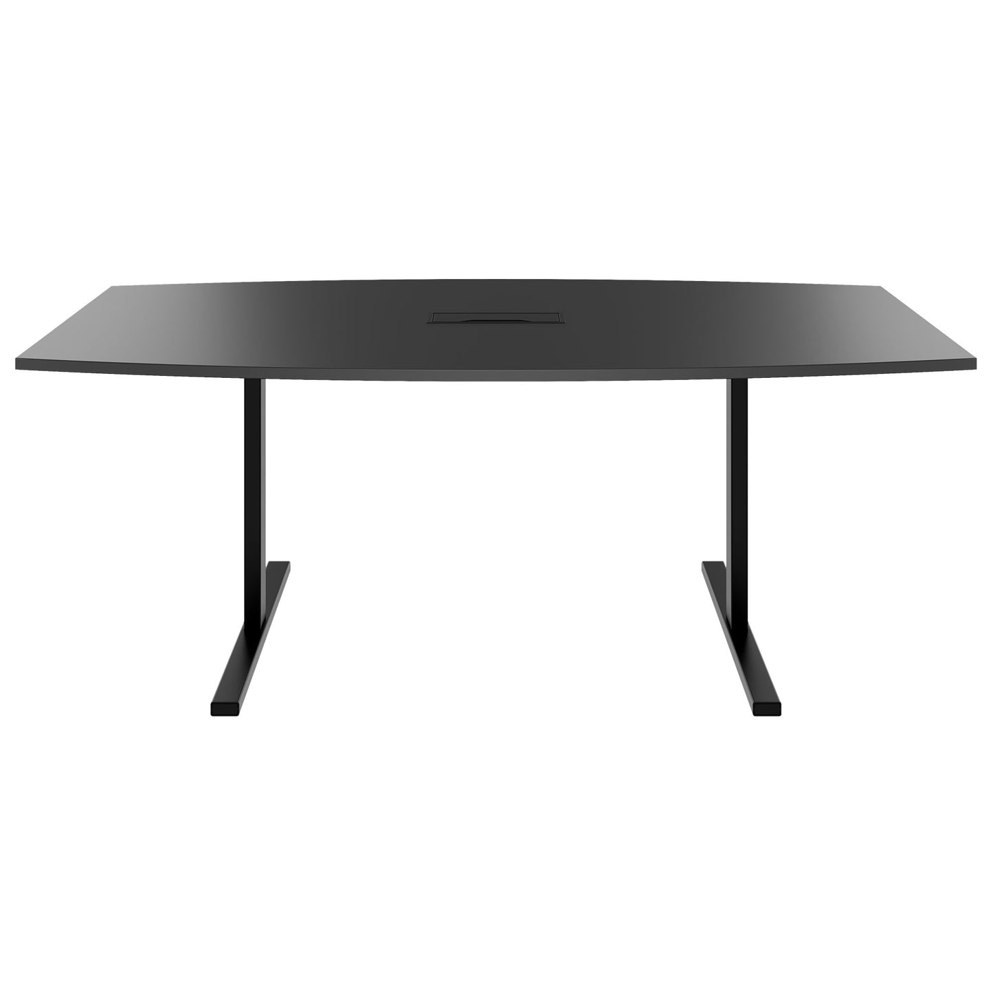 T-EASY conference table | boat shape, 1800 - 2400 mm (6 - 10 people), cable flap optional, anthracite