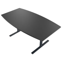 T-EASY conference table | boat shape, 1800 - 2400 mm (6 - 10 people), cable flap optional, anthracite