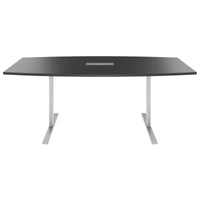 T-EASY conference table | boat shape, 1800 - 2400 mm (6 - 10 people), cable flap optional, anthracite