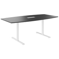 T-EASY conference table | boat shape, 1800 - 2400 mm (6 - 10 people), cable flap optional, anthracite