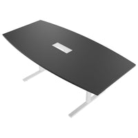 T-EASY conference table | boat shape, 1800 - 2400 mm (6 - 10 people), cable flap optional, anthracite