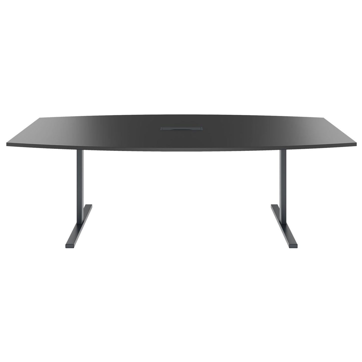 T-EASY conference table | boat shape, 1800 - 2400 mm (6 - 10 people), cable flap optional, anthracite