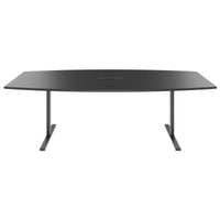 T-EASY conference table | boat shape, 1800 - 2400 mm (6 - 10 people), cable flap optional, anthracite