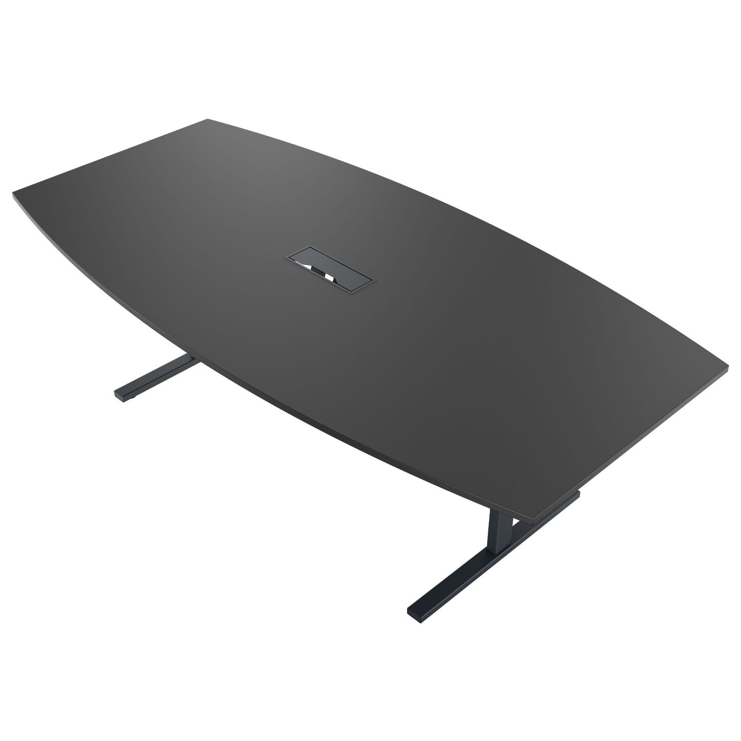 T-EASY conference table | boat shape, 1800 - 2400 mm (6 - 10 people), cable flap optional, anthracite